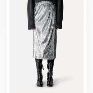NWT Forte Forte Encanto Lurex Velvet Skirt Silver Estrella | Size 0